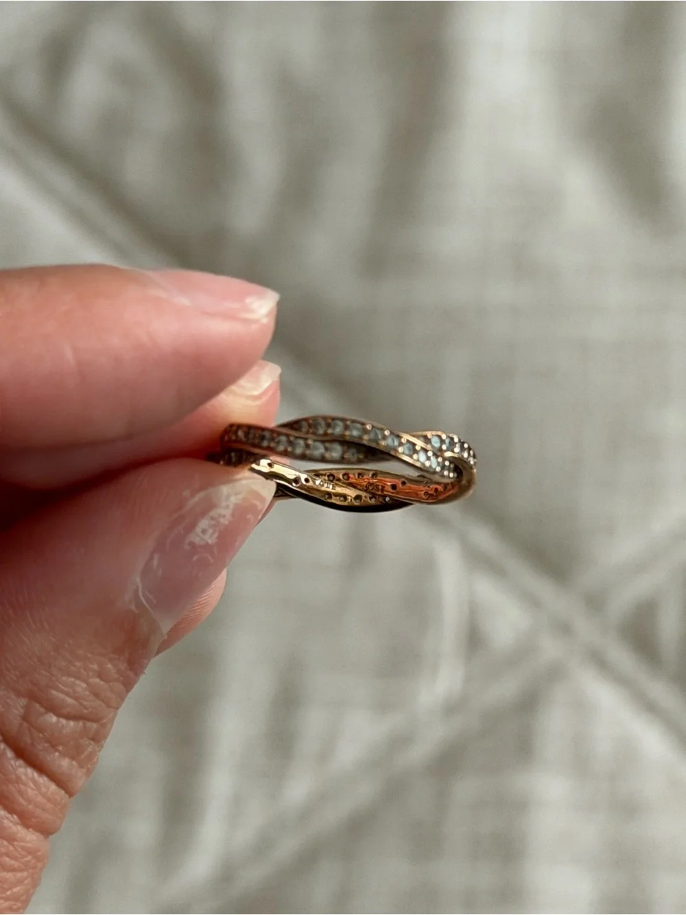 Pandora Rose Gold Twisted Pave Ring